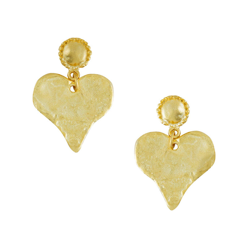Gold Heart with Beaded Top Earrings