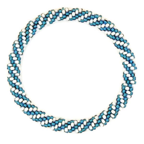 Swirl Seed Bead Bracelet | Blue & White