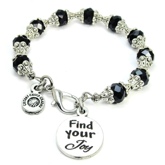 "Find Your Joy" Capped Crystal Bracelet | Sapphire