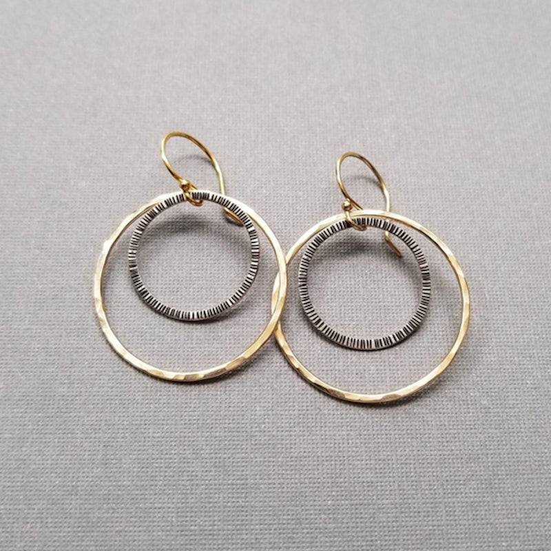 Textured Mixed Metal Earrings (Large)