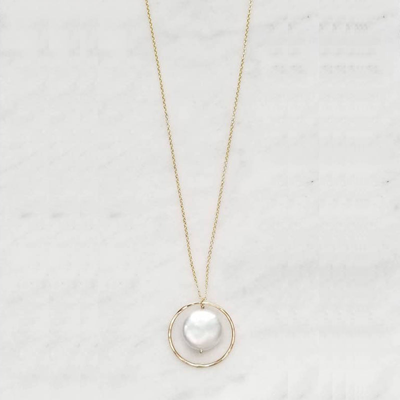 Coin Pearl Halo Necklace
