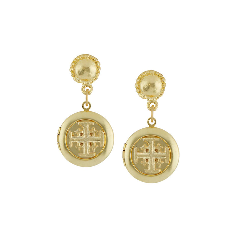 Jerusalem Cross Locket Earring