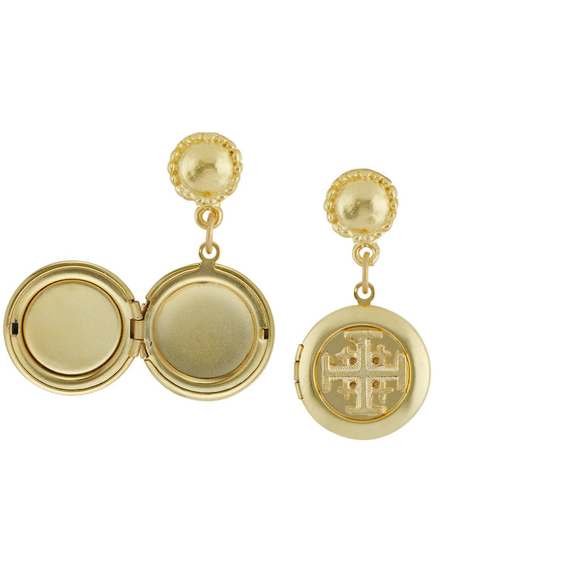 Jerusalem Cross Locket Earring