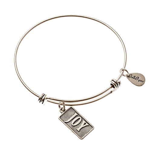 "Joy" Expandable Bangle Charm Bracelet in Silver