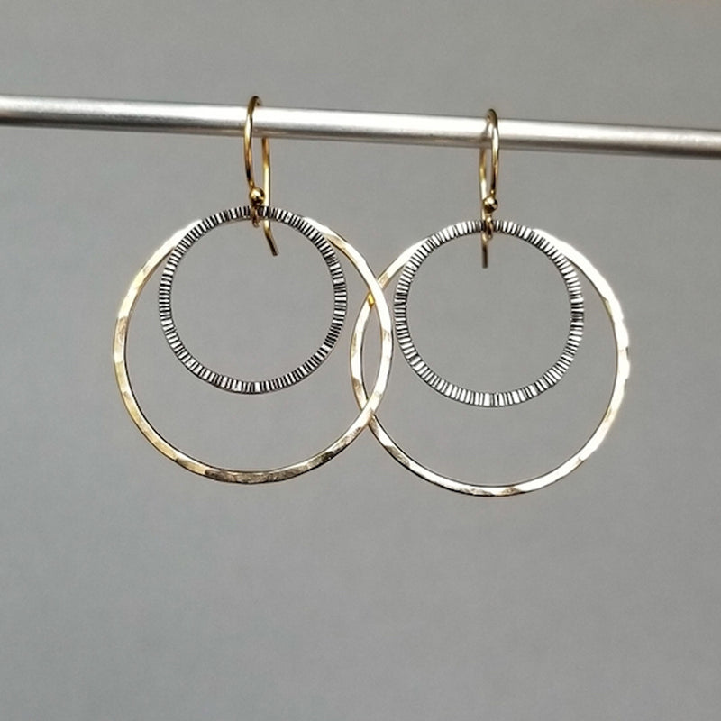 Textured Mixed Metal Earrings (Large)
