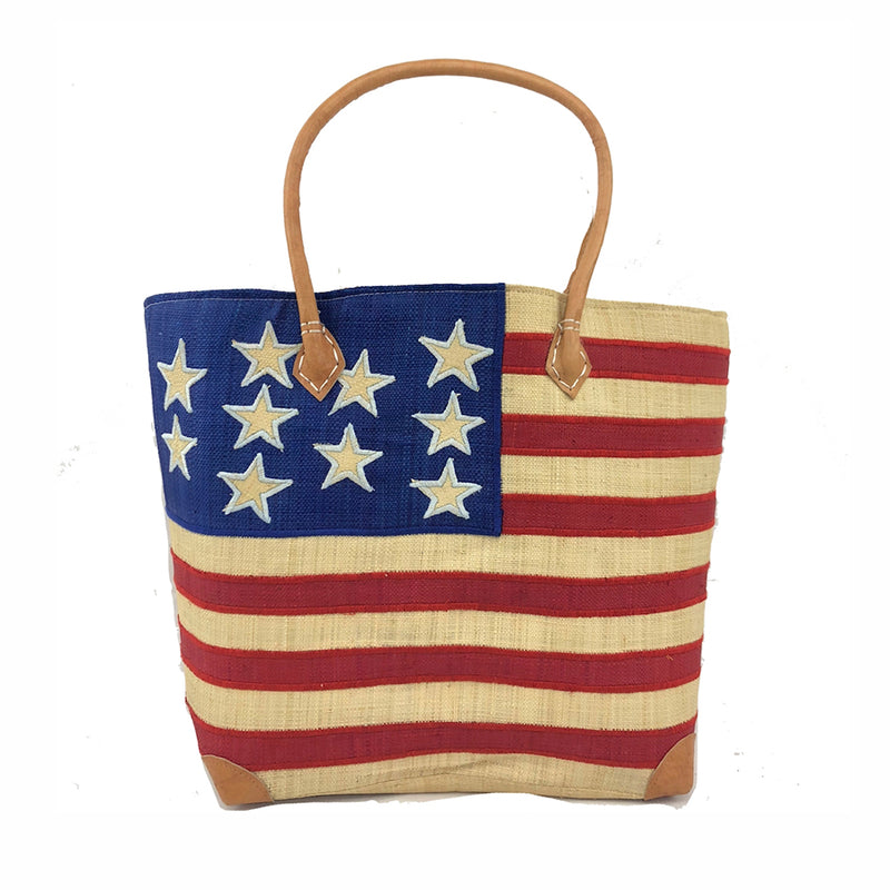 American Flag Straw Bag