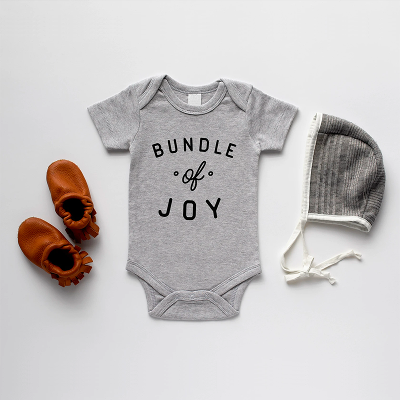 Grey "Bundle Of Joy" Organic Baby Bodysuit