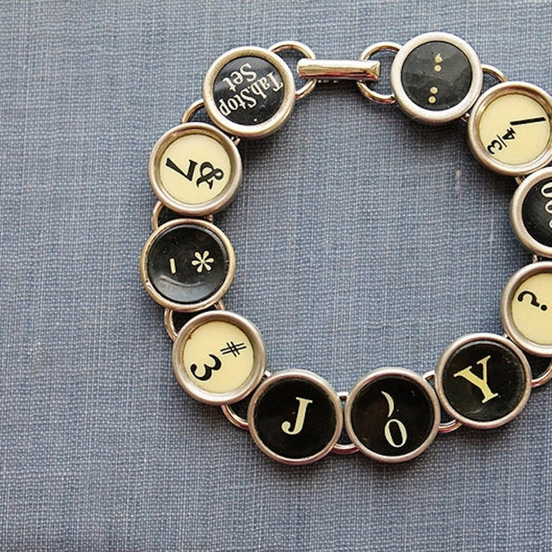 Joy Typewriter Key Bracelet
